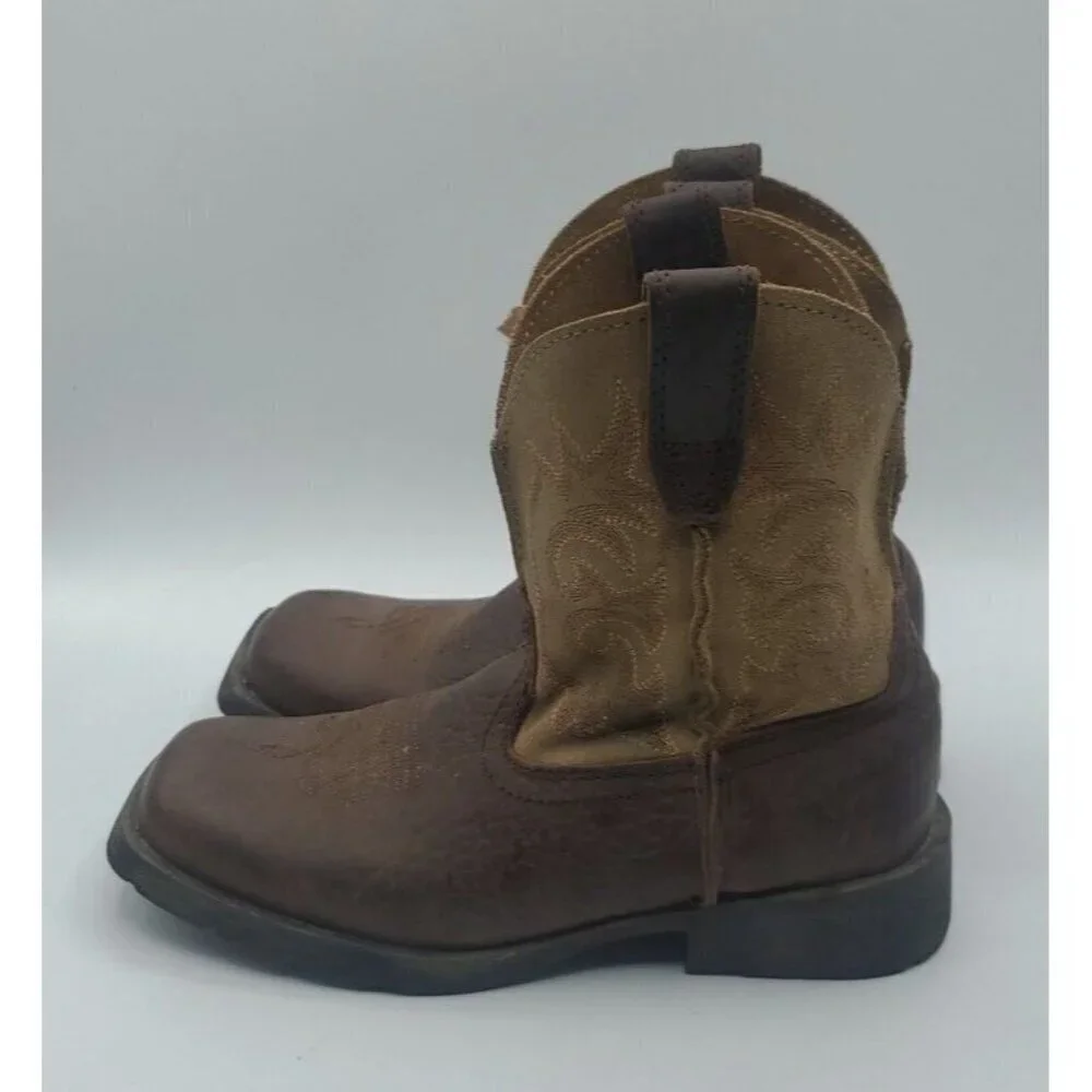 LAREDO Youth Little Prowler Size 13 .5 D Dark Brown / Tan Boots Square Toe